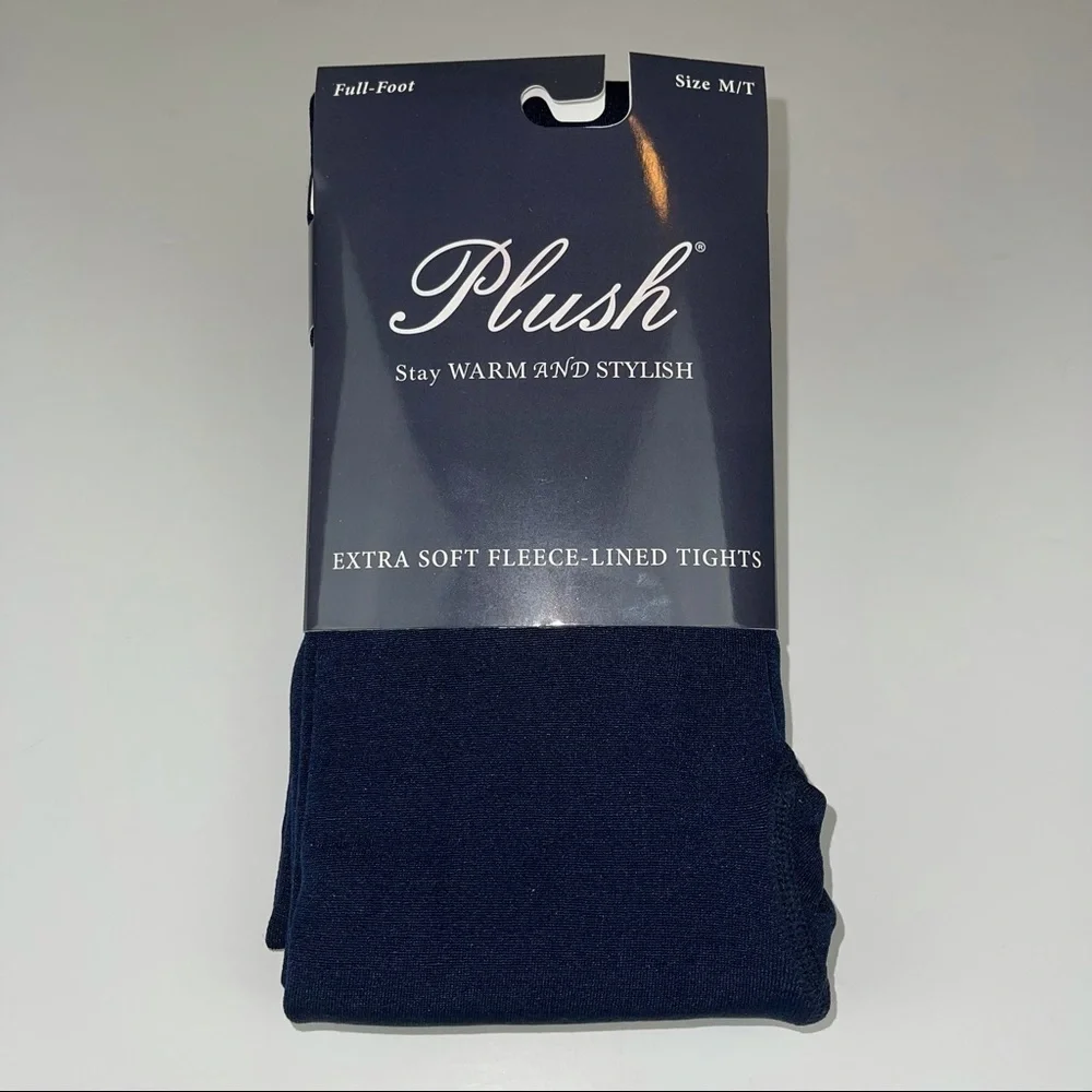 Revolve Plush Fleece Lined Tights Full Foot Navy M